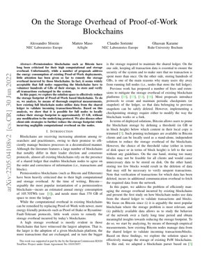 PDF文档封面 - 工作量证明区块链存储开销分析